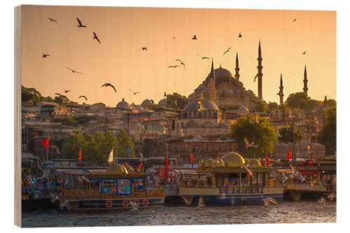 Stampa su legno Tramonto con uccelli ad Istanbul in Turchia