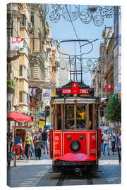 Canvastavla  Red tram in Istanbul, Turkey - Matteo Colombo