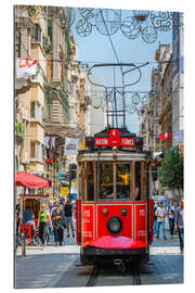 Tableau en plexi-alu Red tram in Istanbul, Turkey