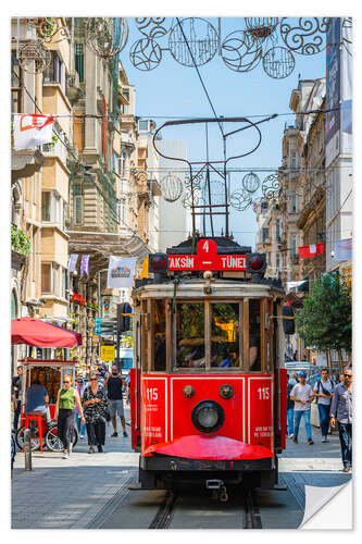 Muursticker Red tram in Istanbul, Turkey