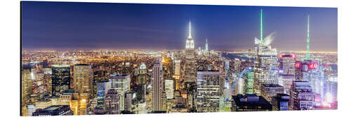 Aluminium print Manhattan skyline at night, New York