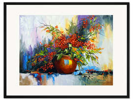 Gerahmter Kunstdruck Strauß mit Beerenzweigen