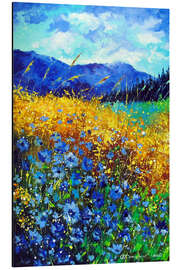 Quadro em alumínio Blue wildflowers in the mountain valley