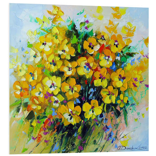 Foam board print Bouquet of yellow summer flowers