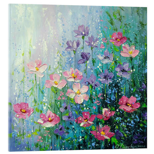 Acrylglasbild Zarte Sommerblumen in Pastell