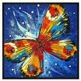Gerahmter Kunstdruck Schmetterling auf Blau