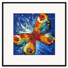 Plakat artystyczny premium w ramie Butterfly on blue