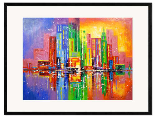 Ingelijste kunstdruk The city of happy people