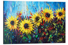 Tableau en aluminium Sunflowers with Ukraine in the heart