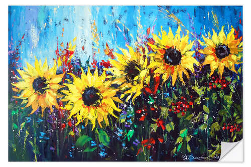 Vinilo para la pared Sunflowers with Ukraine in the heart