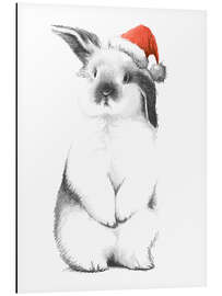 Magnettafel Kaninchen mit Weihachtsmütze