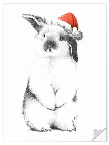 Autocolante decorativo Rabbit in a santa hat