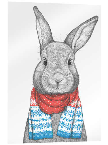 Acrylic print Bunny with a Christmas scarf