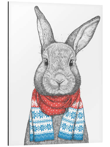 Aluminium print Bunny with a Christmas scarf