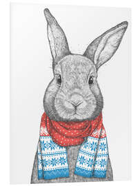 Foam board print Bunny with a Christmas scarf