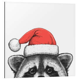 Magnettafel Waschbär mit Weihachtsmütze