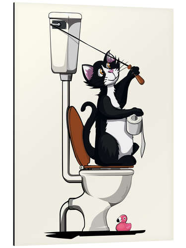 Tableau en aluminium Cat flushing the toilet