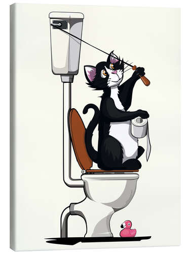 Canvas print Cat flushing the toilet