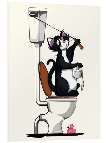 Foam board print Cat flushing the toilet