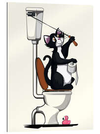 Galleritryck Cat flushing the toilet