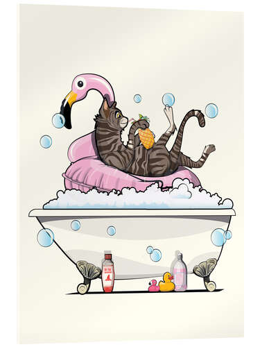 Acrylic print Cat having fun in the bath