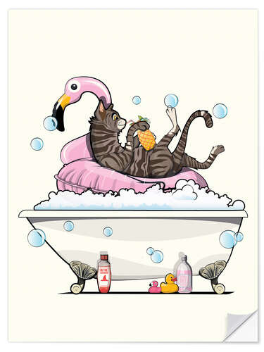 Wall sticker Cat having fun in the bath