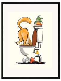 Gerahmter Kunstdruck Katze versenkt den Kopf