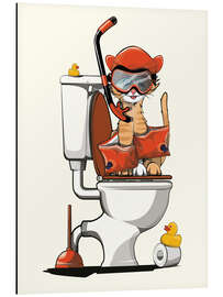 Magnettafel Katze mit Schnorchel auf der Toilette