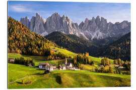 Gallery print Golden autumn in the Funes Valley in South Tyrol