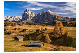 Aluminium print Golden autumn on the Seiser Alm in South Tyrol