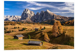 Stampa su PVC Golden autumn on the Seiser Alm in South Tyrol