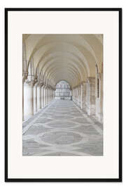 Gerahmter Kunstdruck Säulengang im Dogenpalast, Venedig