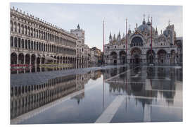 Foam board print Reflection of St. Mark's Basilica in Venice