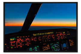 Gerahmter Kunstdruck Sonnenuntergang aus dem Cockpit