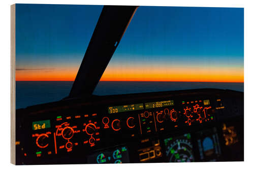 Holzbild Sonnenuntergang aus dem Cockpit