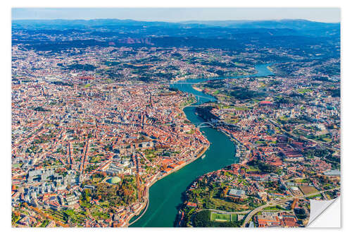 Sticker mural Douro river in Porto from above