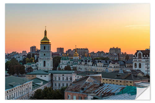 Selvklebende plakat Saint Sophia Cathedral in the sunset, Kyiv