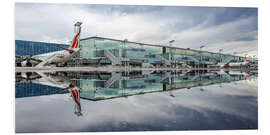 Foam board print Airport terminal reflected in rainwater
