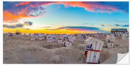 Selvklæbende plakat Beach chairs in Sankt Peter Ording at sunset