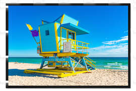 Gerahmter Kunstdruck Miami Beach - Art-déco-Strandhaus III