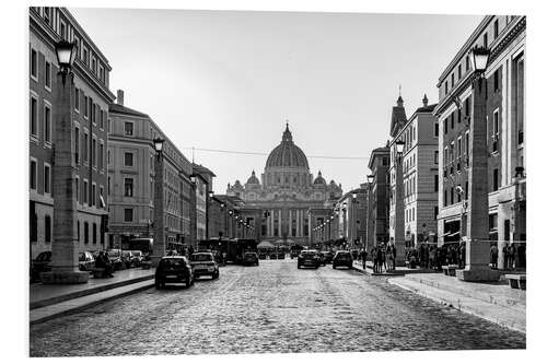 PVC-tavla Via della Conciliazione in Rome, b/w