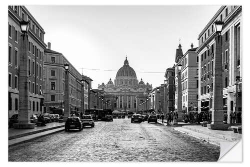 Sticker mural Via della Conciliazione in Rome, b/w