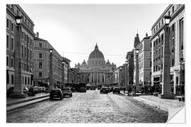 Selvklebende plakat Via della Conciliazione in Rome, b/w