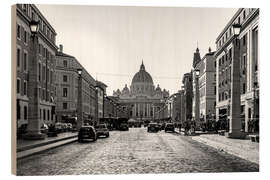 Cuadro de madera Via della Conciliazione in Rome, b/w