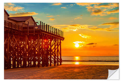 Wandsticker Sonnenuntergang am Strand von Sankt Peter Ording II