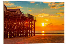 Wood print Sunset on the beach of Sankt Peter Ording II