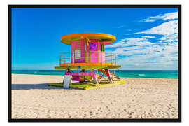 Gerahmter Kunstdruck Miami Beach - Art-déco-Strandhaus II