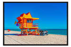 Gerahmter Kunstdruck Miami Beach - Art-déco-Strandhaus I