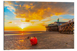 Cuadro de aluminio Sunset on the beach of Sankt Peter Ording I