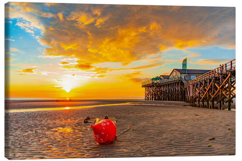 Leinwandbild Sonnenuntergang am Strand von Sankt Peter Ording I